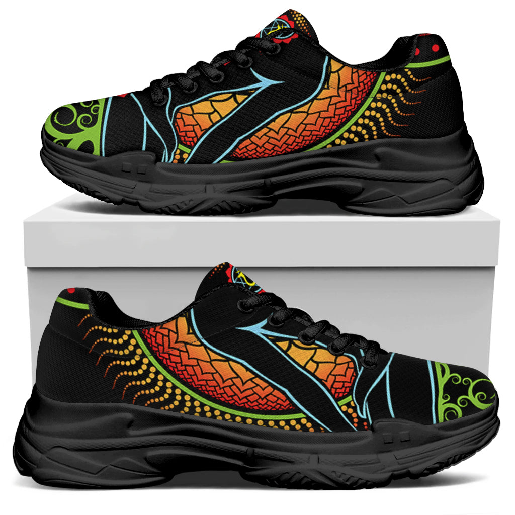 The Seven Chakras Print Black Chunky Shoes