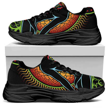 The Seven Chakras Print Black Chunky Shoes
