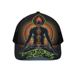 The Seven Chakras Print Black Mesh Trucker Cap
