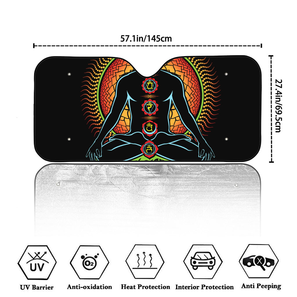 The Seven Chakras Print Car Windshield Sun Shade