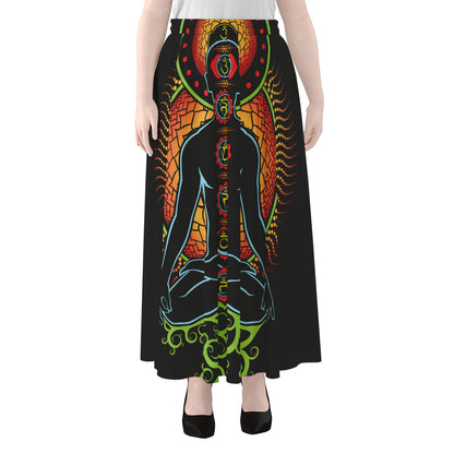 The Seven Chakras Print Chiffon Maxi Skirt