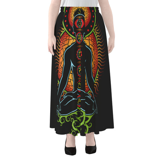The Seven Chakras Print Chiffon Maxi Skirt