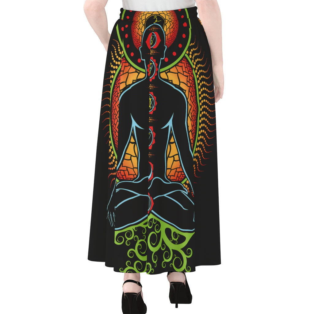 The Seven Chakras Print Chiffon Maxi Skirt