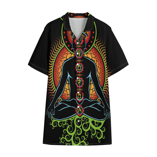 The Seven Chakras Print Cotton Hawaiian Shirt
