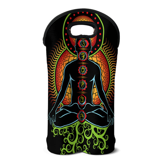 The Seven Chakras Print Double Neoprene Wine Tote