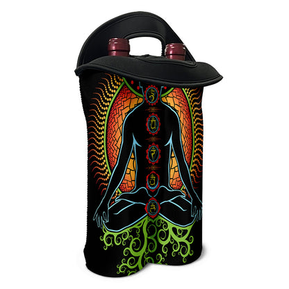 The Seven Chakras Print Double Neoprene Wine Tote