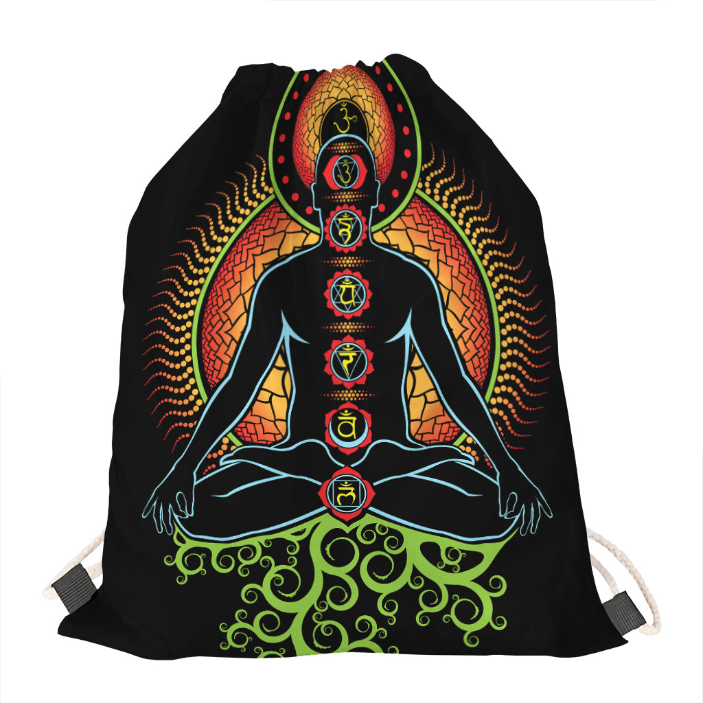The Seven Chakras Print Drawstring Bag