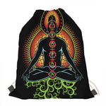 The Seven Chakras Print Drawstring Bag