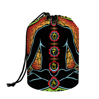 The Seven Chakras Print Drawstring Makeup Bag