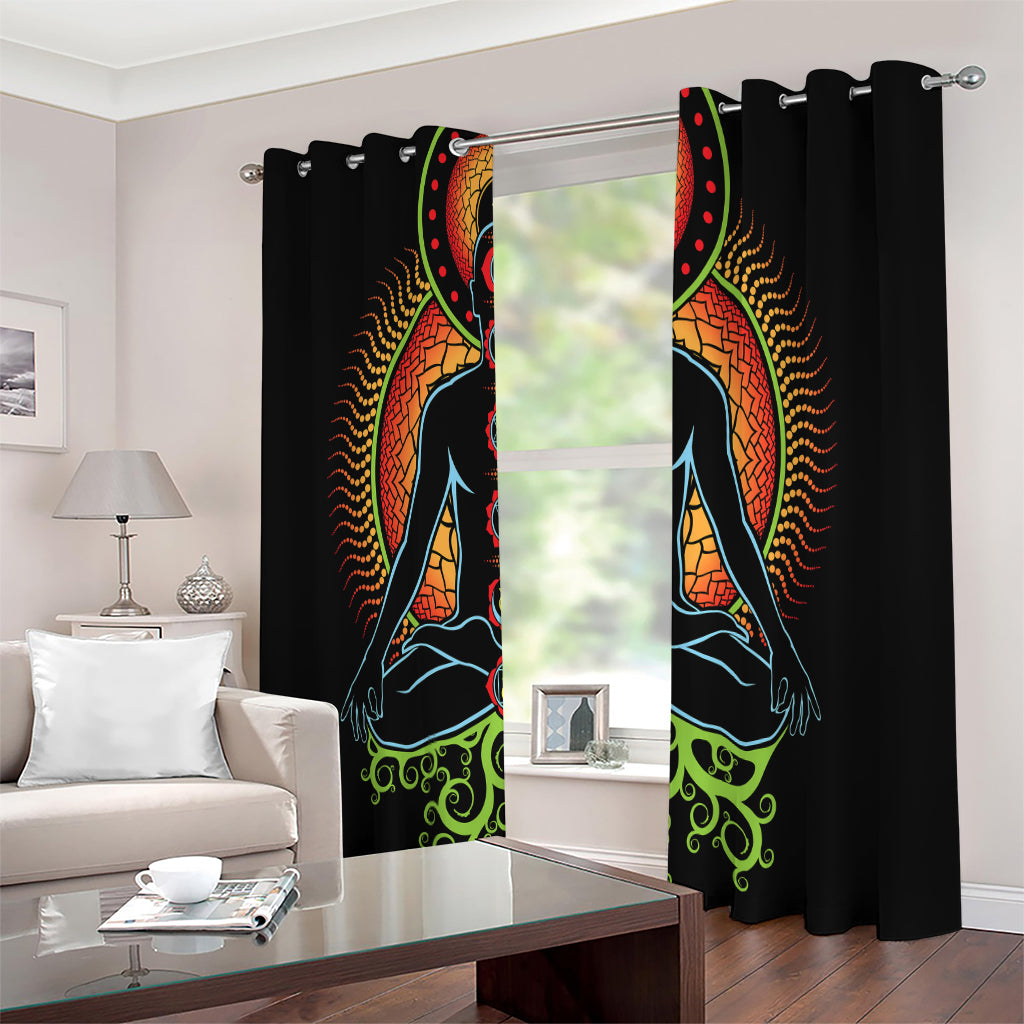 The Seven Chakras Print Extra Wide Grommet Curtains