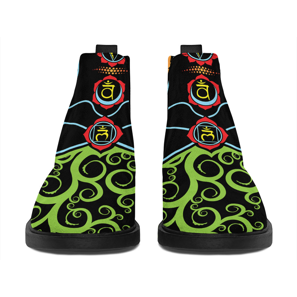 The Seven Chakras Print Flat Ankle Boots