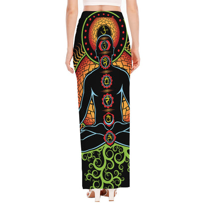 The Seven Chakras Print High Slit Maxi Skirt
