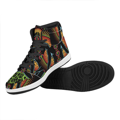 The Seven Chakras Print High Top Leather Sneakers