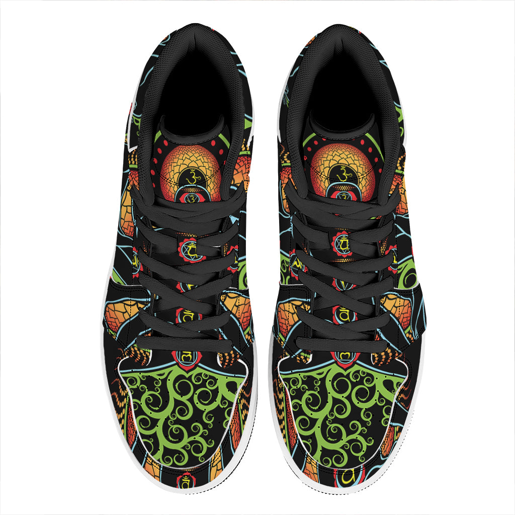 The Seven Chakras Print High Top Leather Sneakers