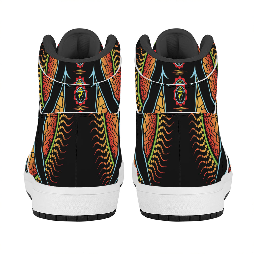 The Seven Chakras Print High Top Leather Sneakers