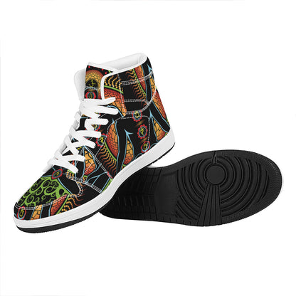 The Seven Chakras Print High Top Leather Sneakers