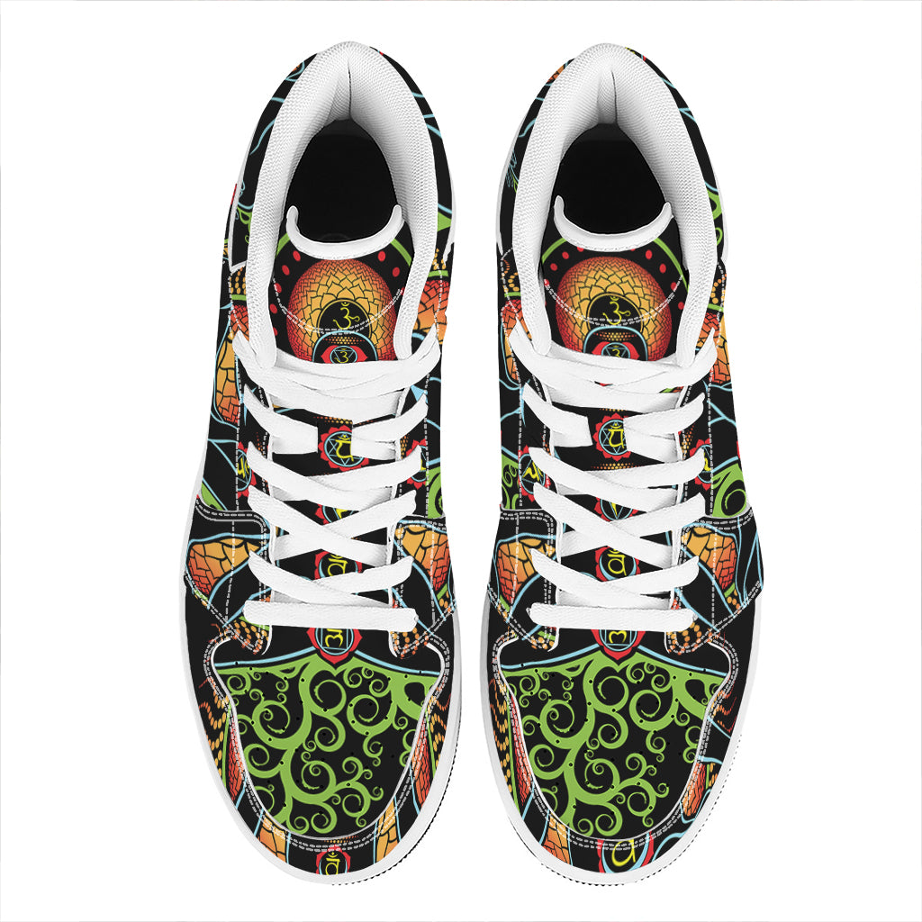 The Seven Chakras Print High Top Leather Sneakers