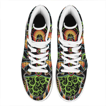 The Seven Chakras Print High Top Leather Sneakers