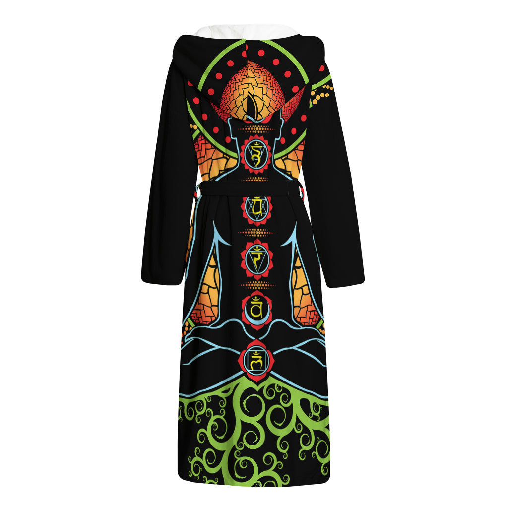The Seven Chakras Print Hooded Bathrobe