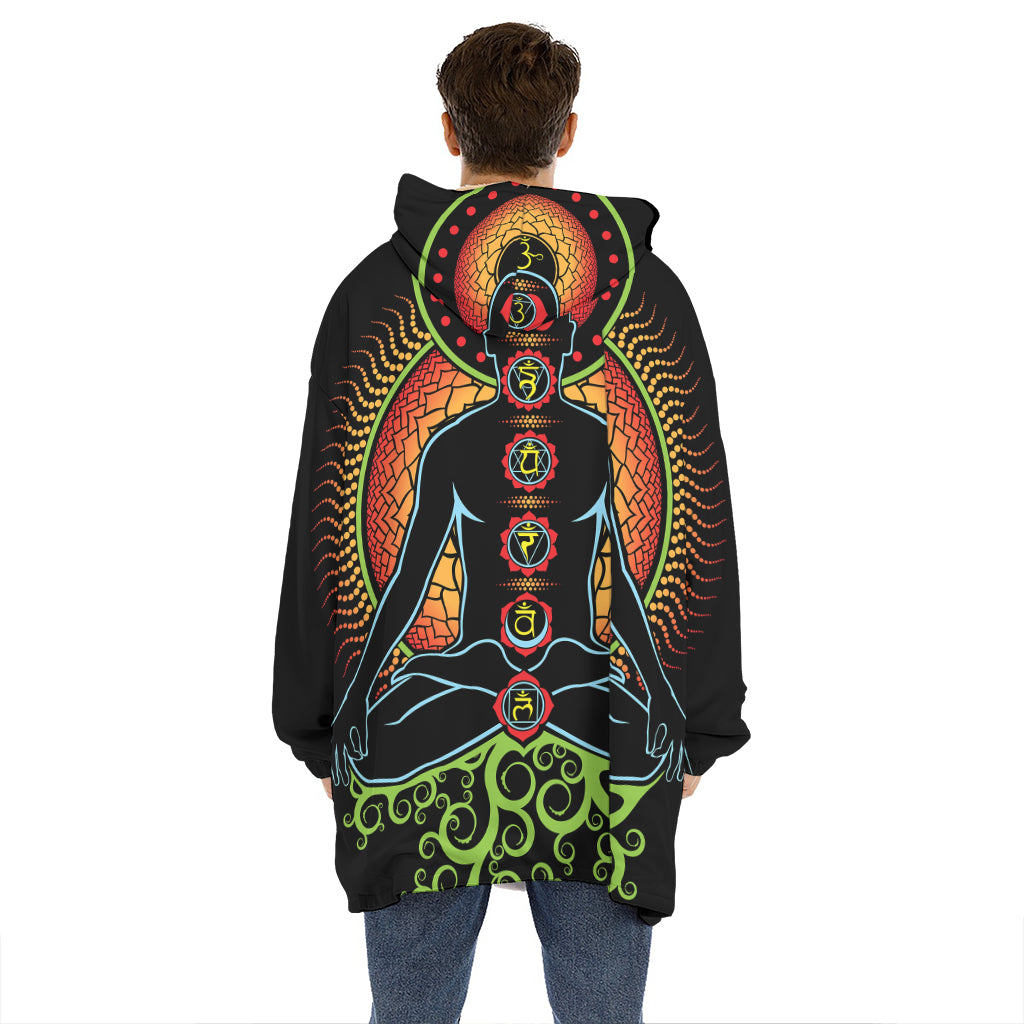 The Seven Chakras Print Hoodie Blanket