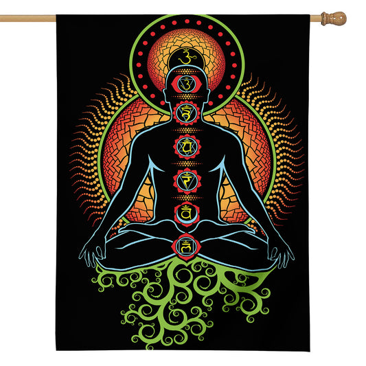 The Seven Chakras Print House Flag