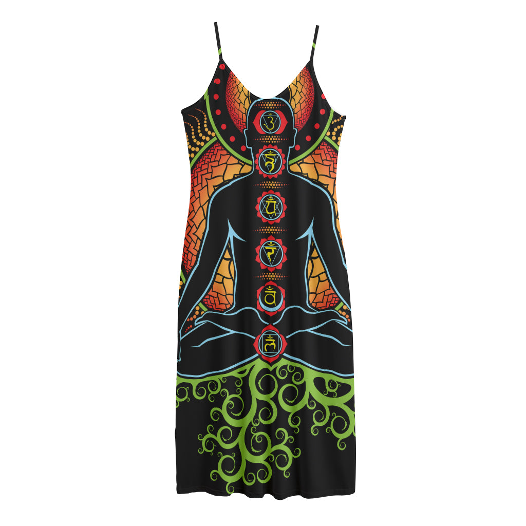 The Seven Chakras Print Jersey Midi Cami Dress