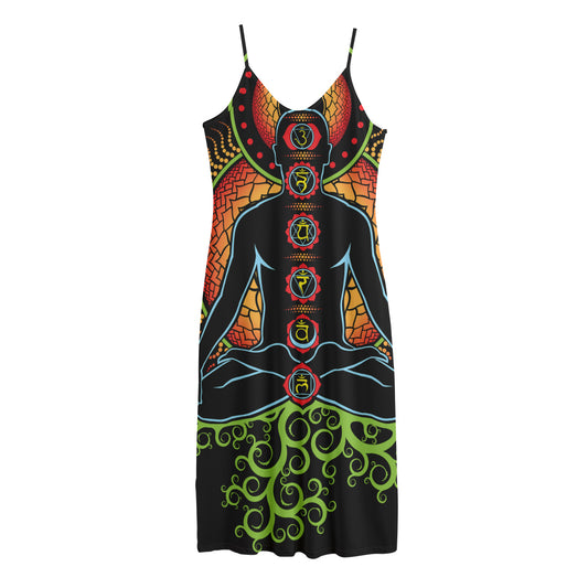 The Seven Chakras Print Jersey Midi Cami Dress