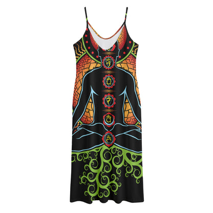 The Seven Chakras Print Jersey Midi Cami Dress