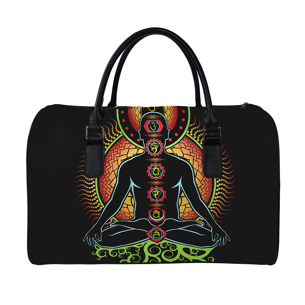 The Seven Chakras Print Leather Duffle Bag