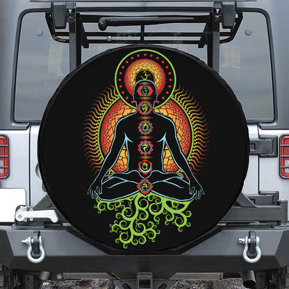 The Seven Chakras Print Leather Spare Tire Cover