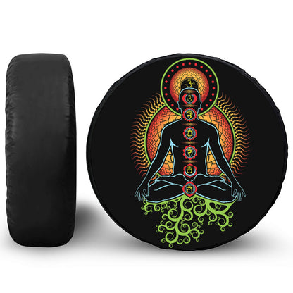 The Seven Chakras Print Leather Spare Tire Cover