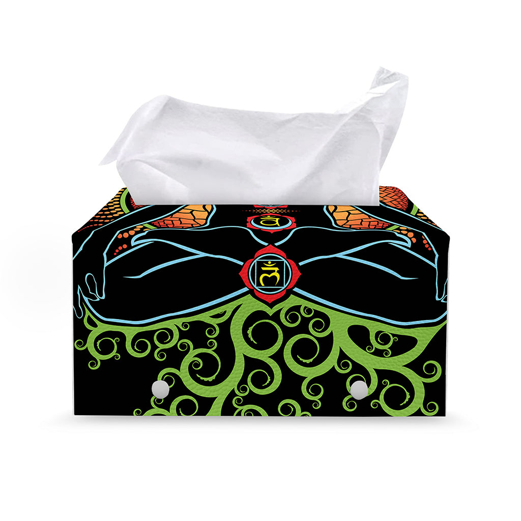 The Seven Chakras Print Leather Tissue Box Cover