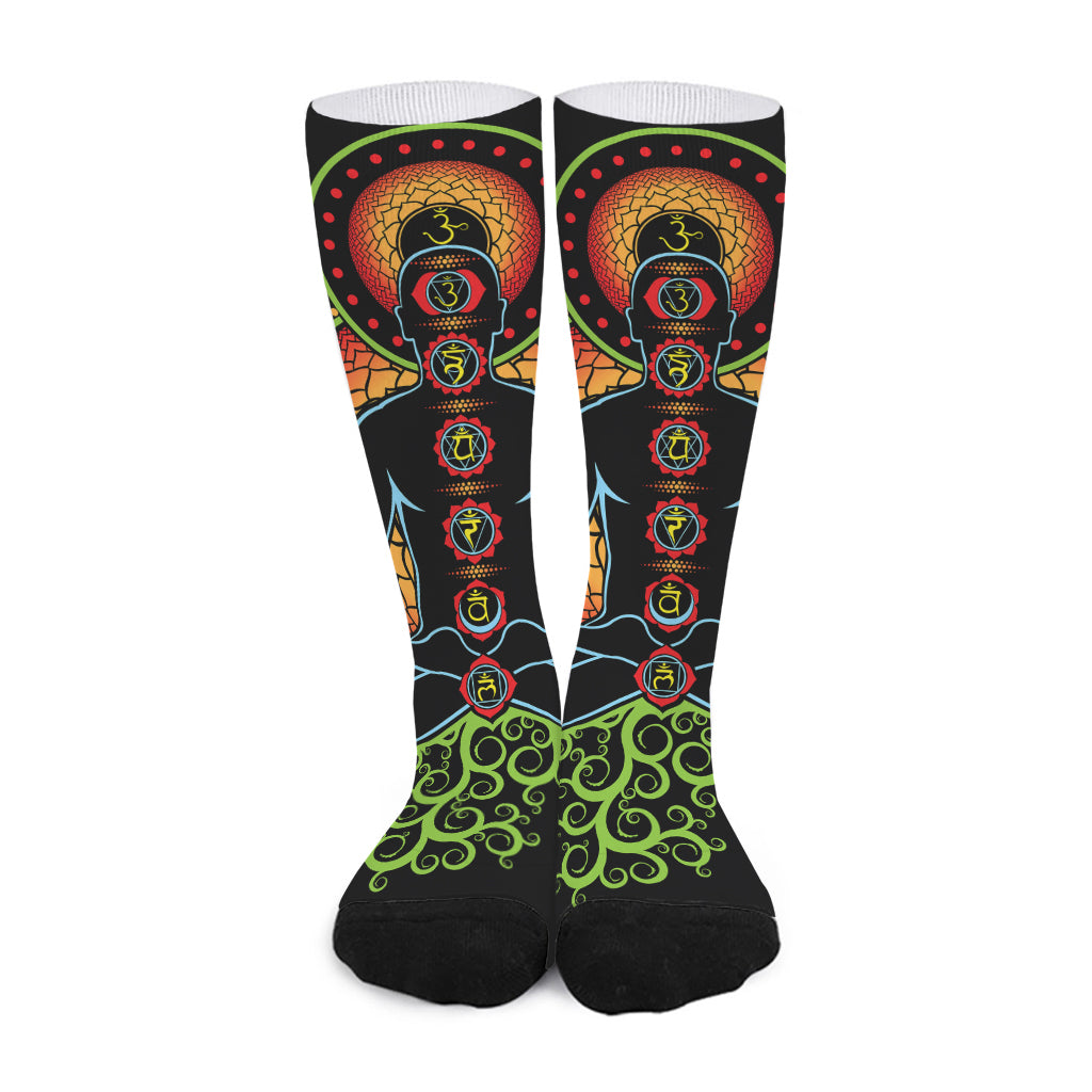 The Seven Chakras Print Long Socks