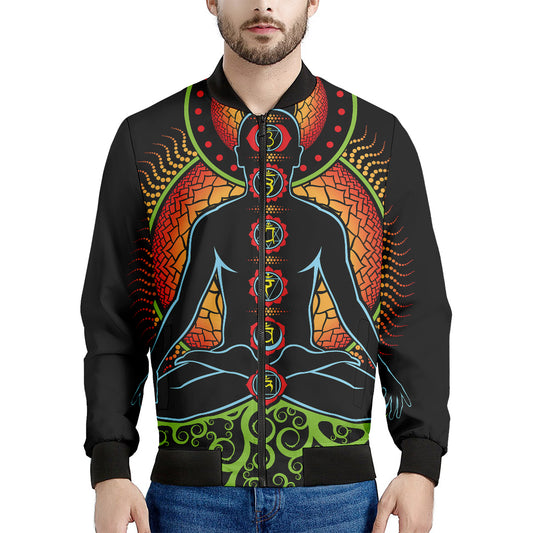The Seven Chakras Print Men's Bomber Jacket