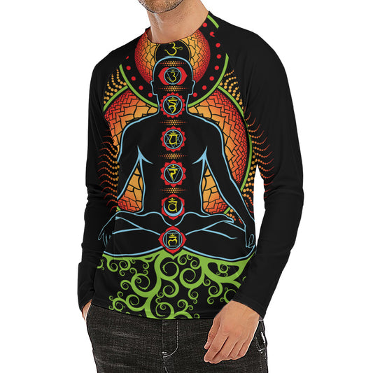 The Seven Chakras Print Men's Long Sleeve Rash Guard