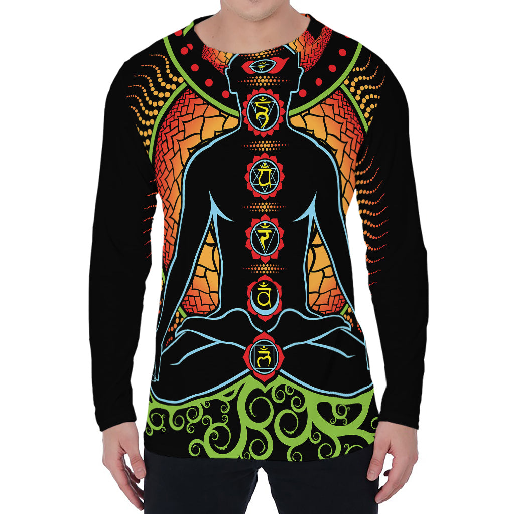 The Seven Chakras Print Men's Long Sleeve T-Shirt