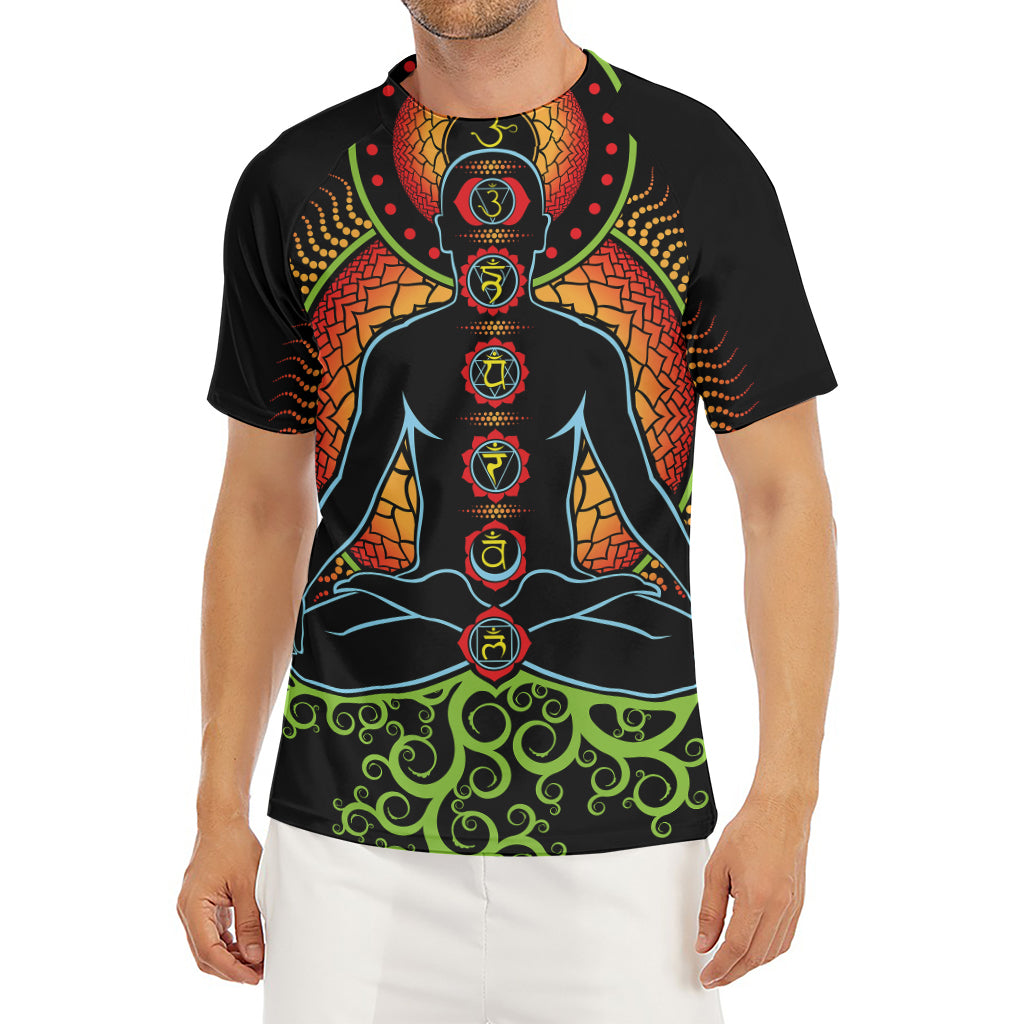 The Seven Chakras Print Men's Short Sleeve Rash Guard