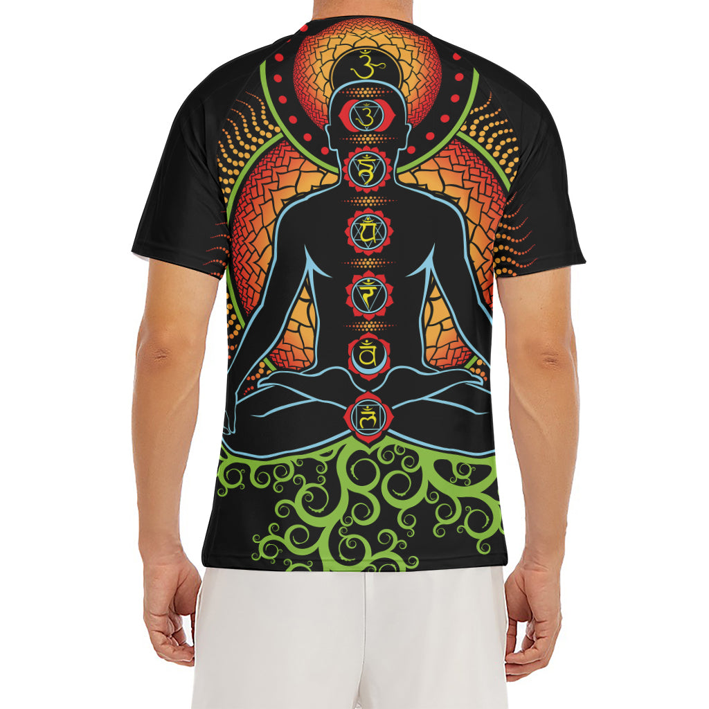 The Seven Chakras Print Men's Short Sleeve Rash Guard