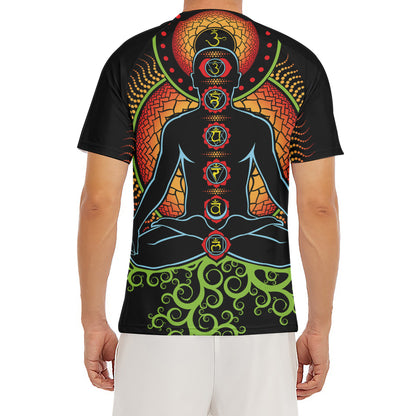 The Seven Chakras Print Men's Short Sleeve Rash Guard