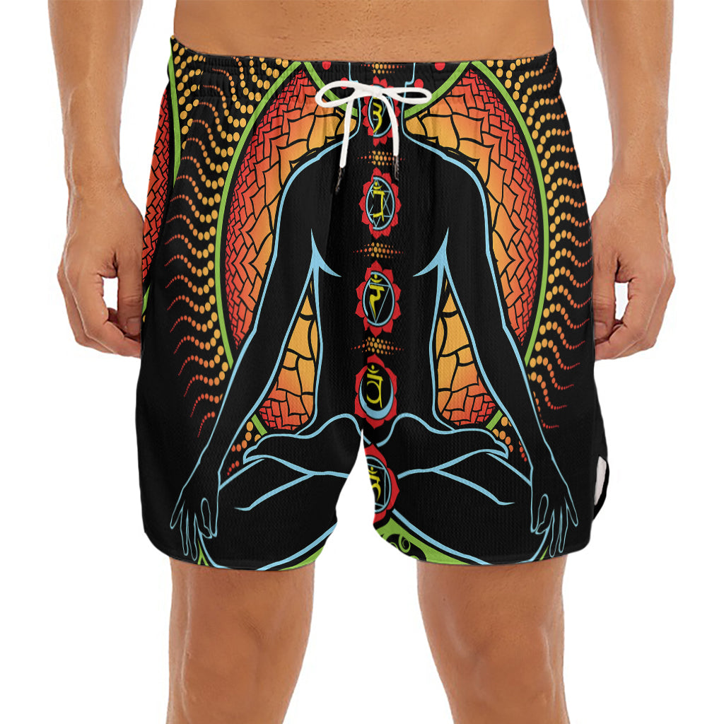 The Seven Chakras Print Men's Split Running Shorts