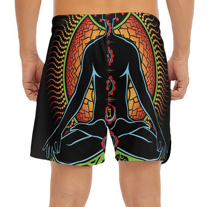 The Seven Chakras Print Men's Split Running Shorts