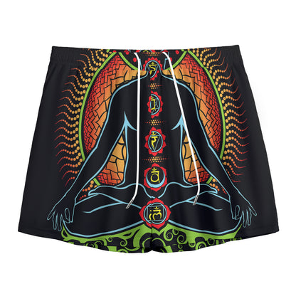 The Seven Chakras Print Mesh Shorts