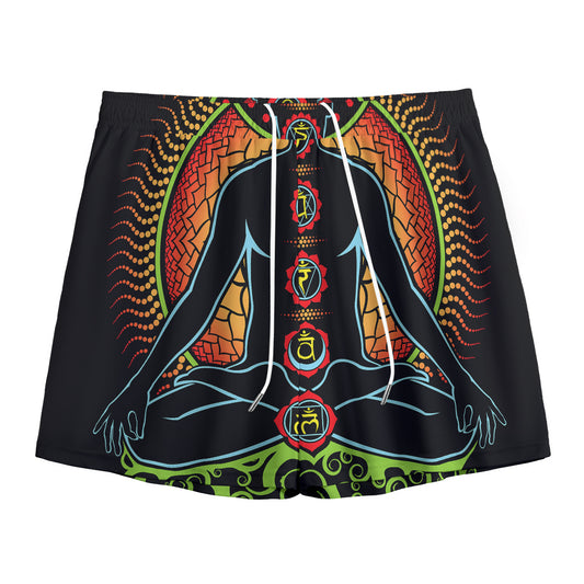 The Seven Chakras Print Mesh Shorts