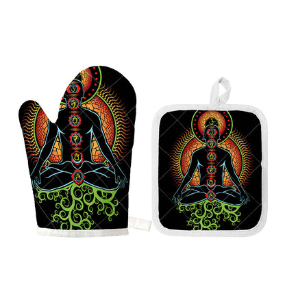 The Seven Chakras Print Oven Mitt And Pot Holder Set