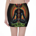 The Seven Chakras Print Pencil Mini Skirt