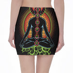 The Seven Chakras Print Pencil Mini Skirt