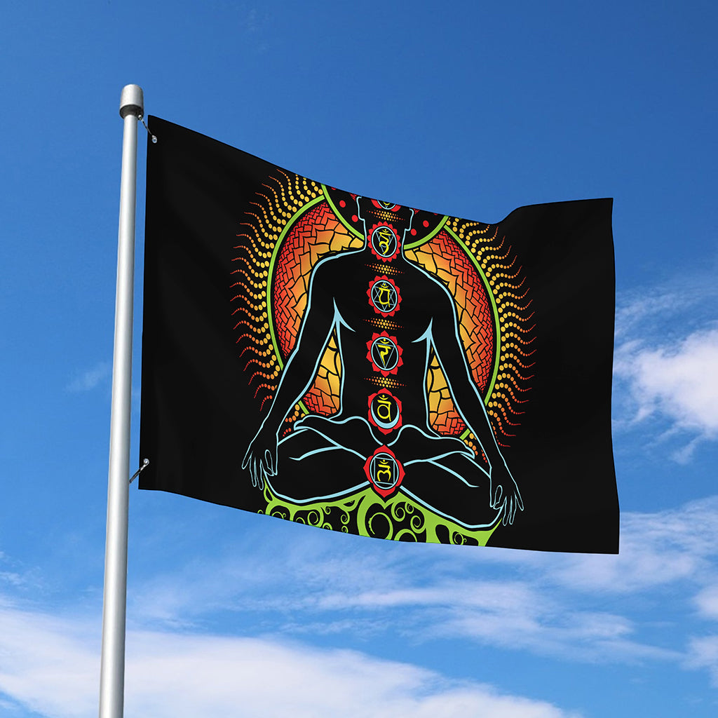 The Seven Chakras Print Polyester Flag