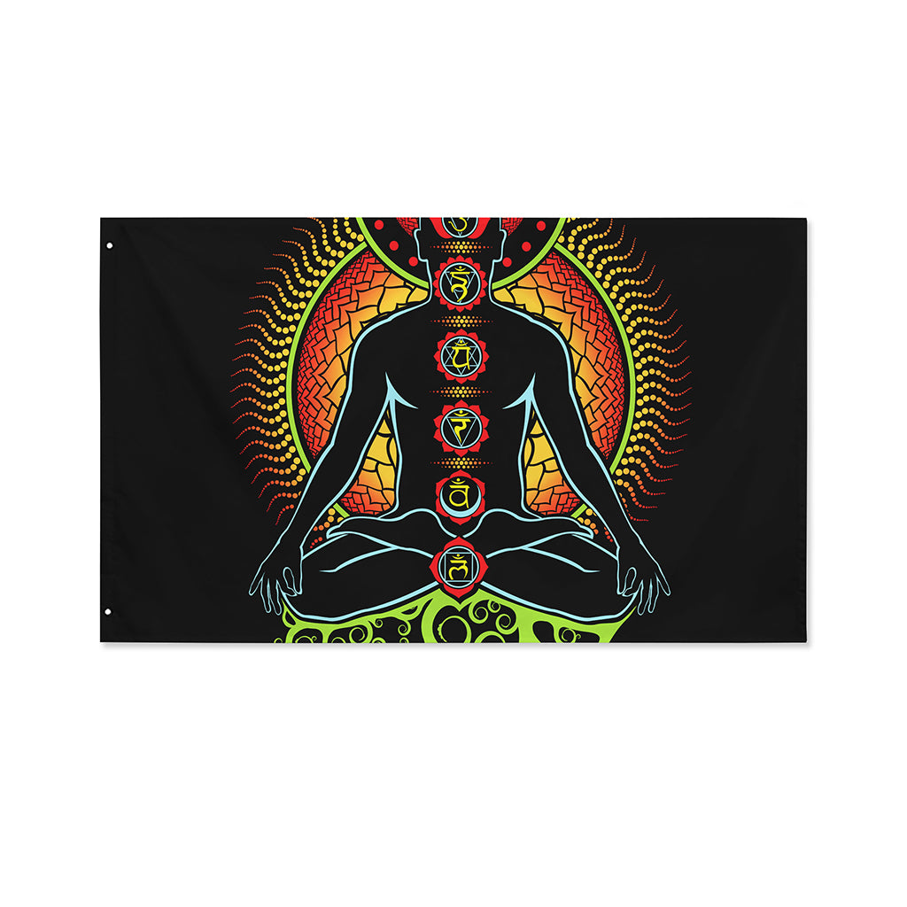 The Seven Chakras Print Polyester Flag