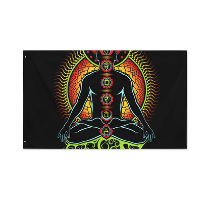 The Seven Chakras Print Polyester Flag