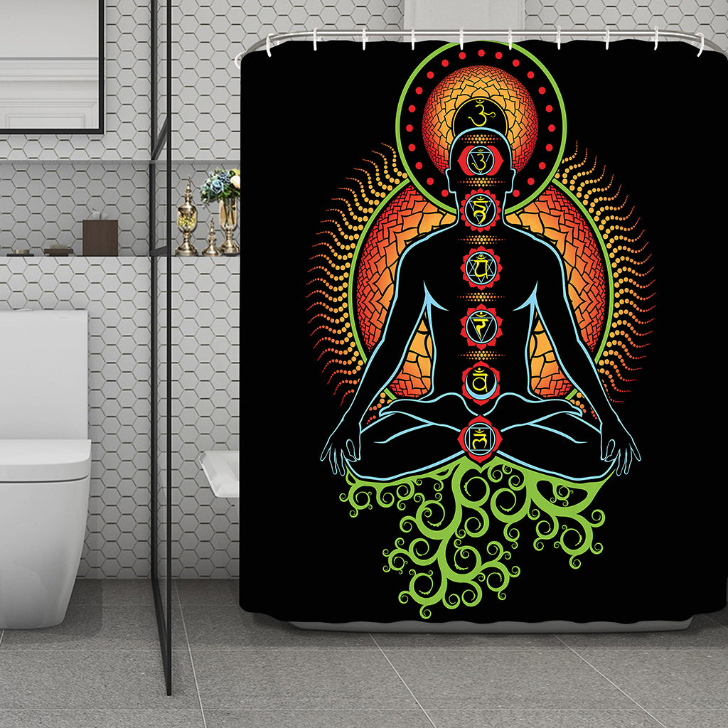 The Seven Chakras Print Polyester Shower Curtain